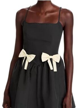 Ciao Lucia ! Neroni Mini Dress Black Ivory Bows Large NWT